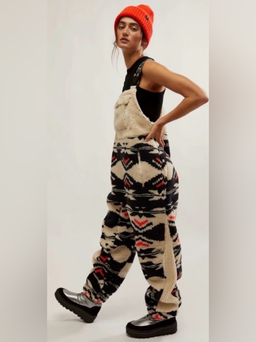 NWT FP Movement Printed Hit The Slopes Salopette Black Fairisle Combo